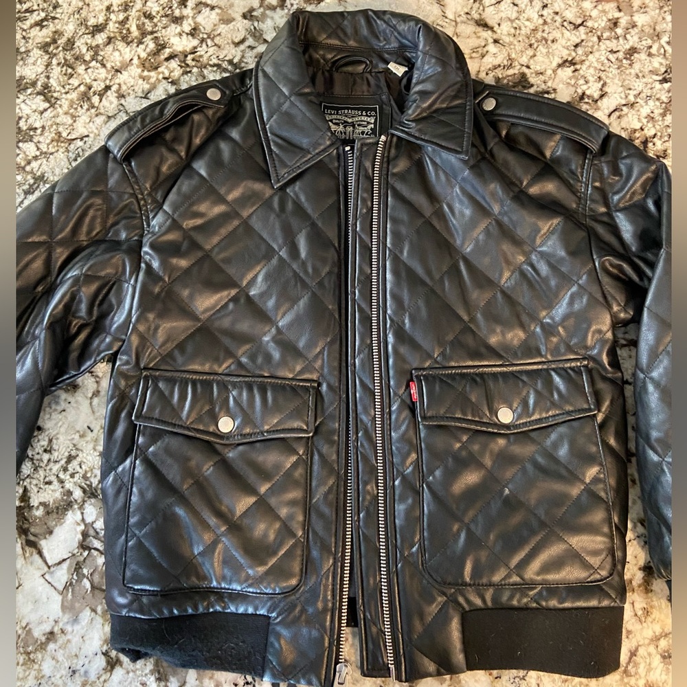 LEVIS FAUX LEATHER QUILTED JACKET